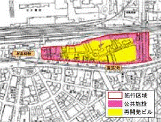 黒崎駅東地区再開発事業区域図
