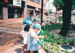 園児による植栽活動の様子