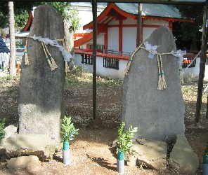 庚永二年銘自然石梵字板碑荘の写真
