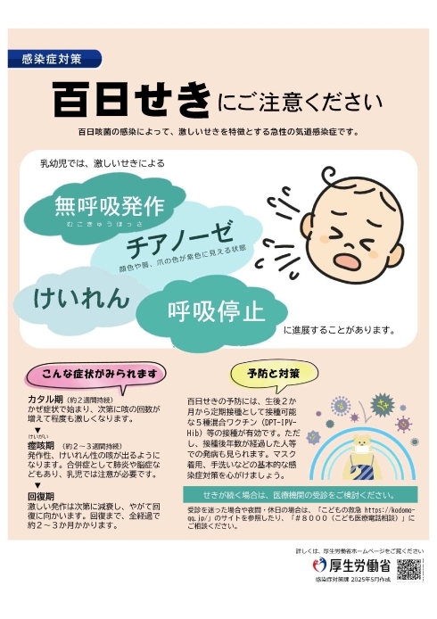 百日咳の注意喚起のためのチラシ