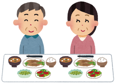 食事中の男女のイラスト