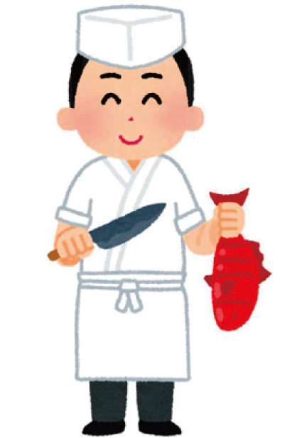 シニア男性向け「包丁研ぎ＆魚さばき方教室」のイラスト