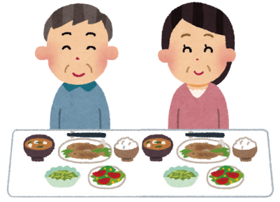 食事をする夫婦のイラスト