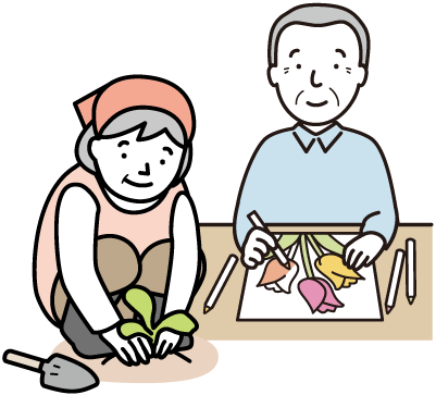 つながる（社会参加と生きがいづくり）のイラスト