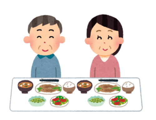 食事をする夫婦のイラスト