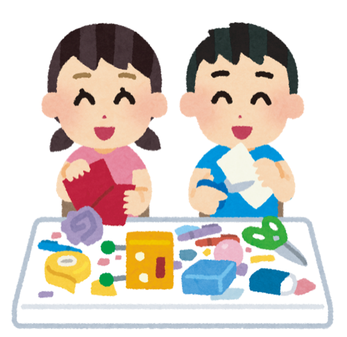 子どもが手芸をしているイラスト