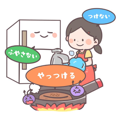 夏場の食中毒に気をつけましょうのイメージイラスト
