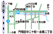 門司区大川への案内図画像