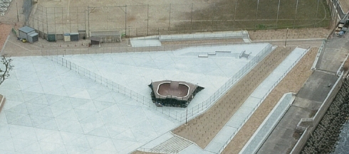 開設当時の延命寺スケートボードパークの俯瞰写真