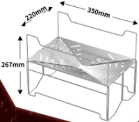 焚火台(幅350ミリメートル、奥行220ミリメートル、高さ267ミリメートル)