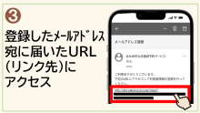 3.登録したメールアドレス宛に届いたURL（リンク先）にアクセス