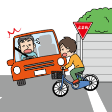 自転車一時不停止イラスト