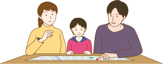 話し合う家族のイラスト