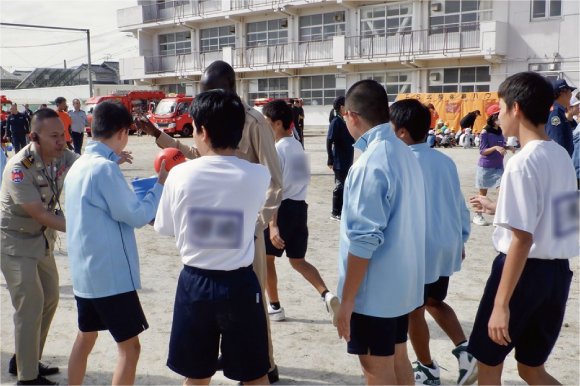 防災学習、防災訓練の様子