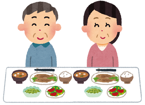 食事をする夫婦のイラスト